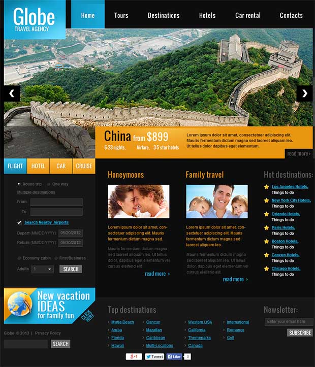 Mẫu giao diện website du lịch 1