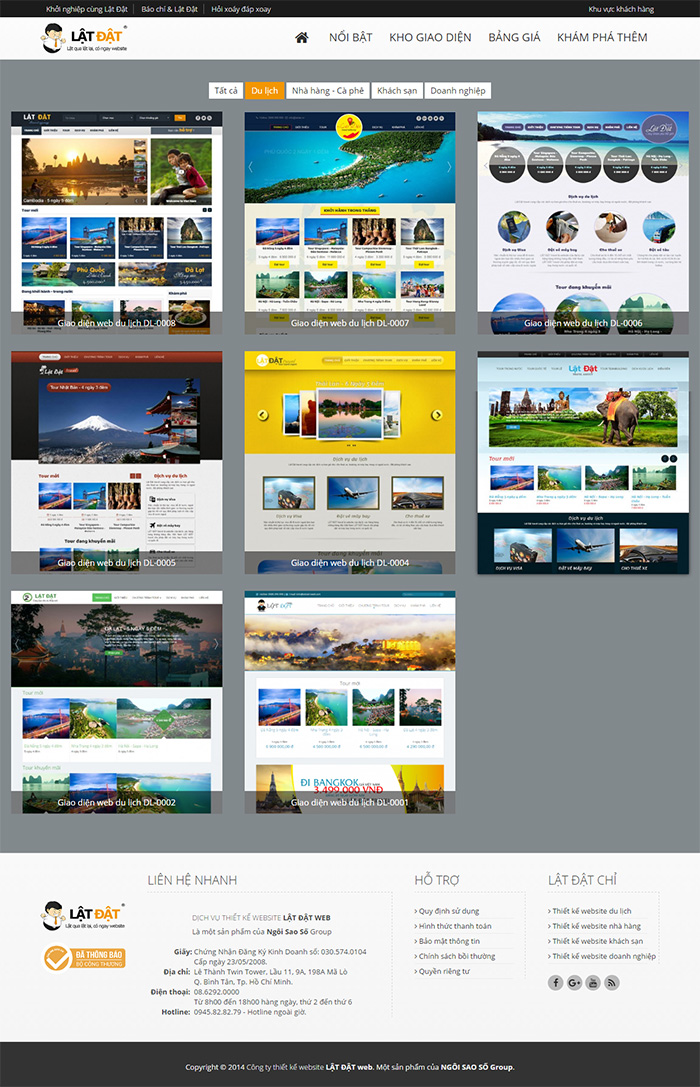 Giao diện web du lịch tại Lật Đật web