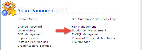 Subdomain management