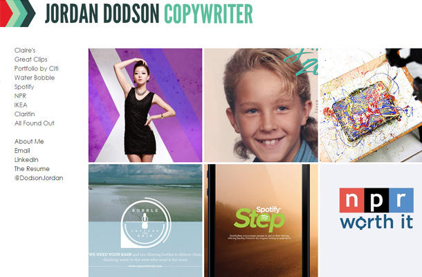 jordan dodson website portfolio copywriter