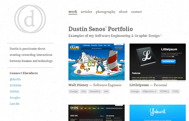 desktop view of Dustin Senos