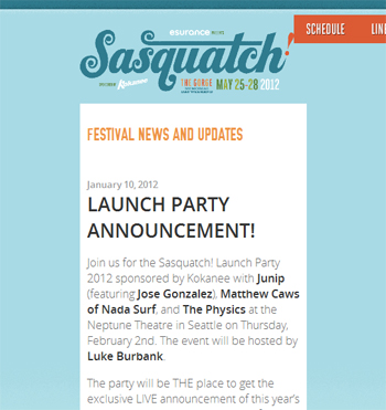 responsive mobile view of Sasquatch Music Festival