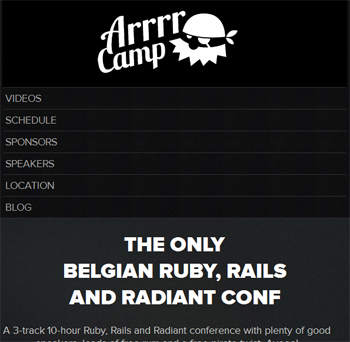 responsive mobile view of Arrrcamp Conference