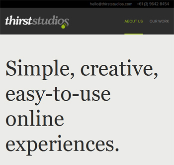 responsive mobile view of Thirst Studios