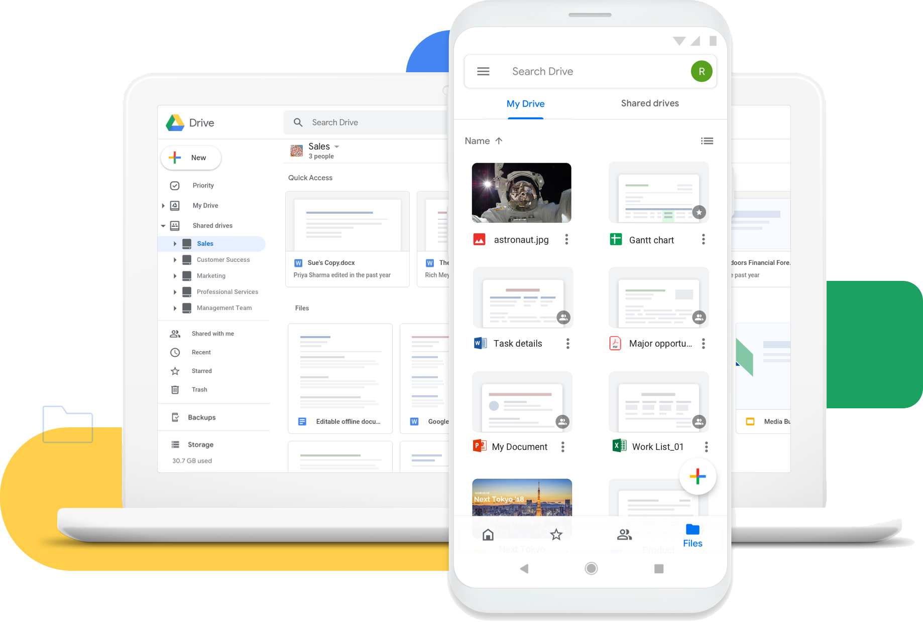 Google Drive cho phép bạn truy cập các tệp của mình ở mọi nơi và trên mọi thiết bị.