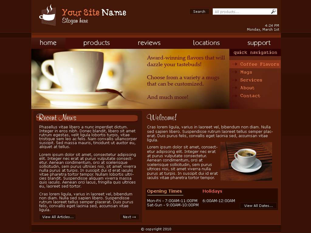  Thiết kế website quán cà phê