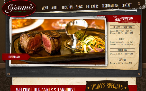 steakhouse web design inspiring layout