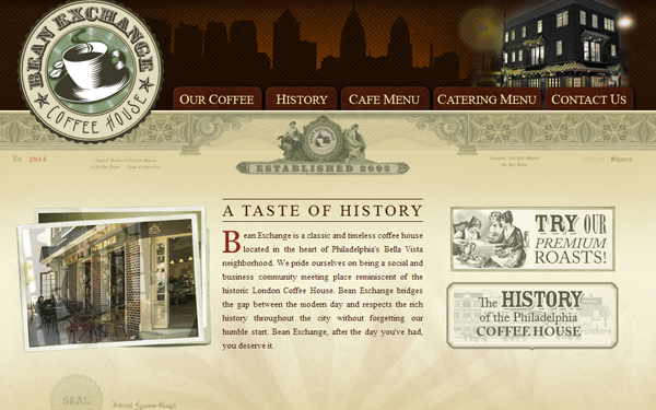 bean exchange website cofee roasters inspiring layout