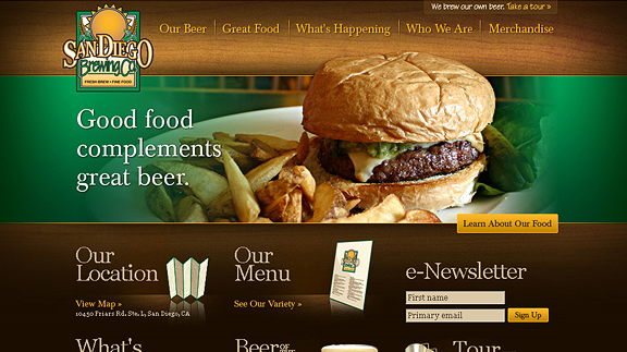 san diego brewing 16 Beautiful Restaurant Websites