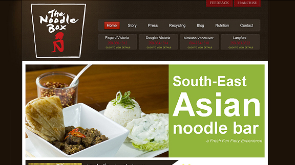 the noodle box 16 Beautiful Restaurant Websites