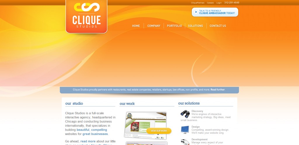 cliquestudios 1024x496 51 Inspirational Orange Based Websites