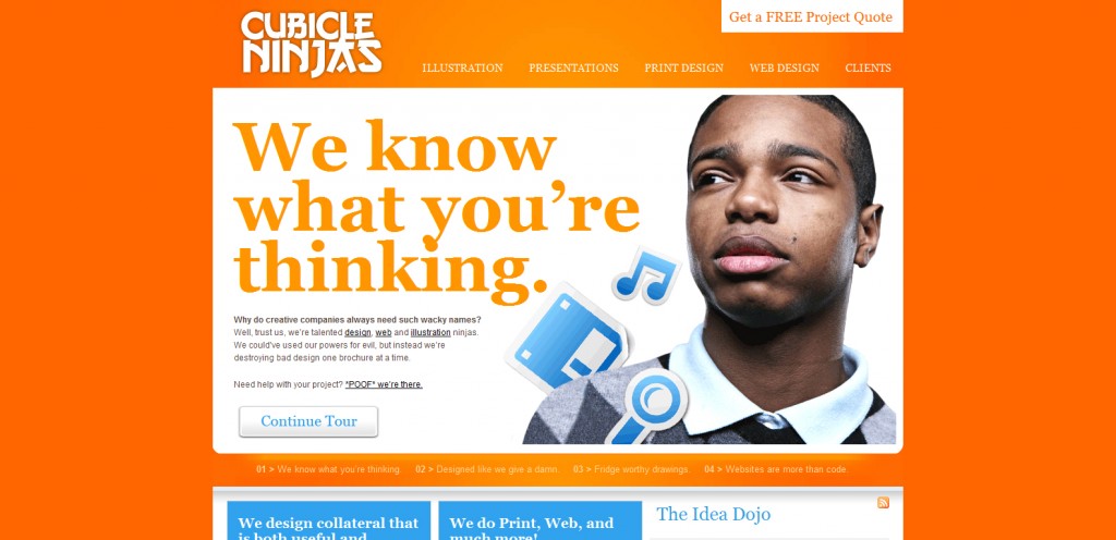 cubicleninjas 1024x496 51 Inspirational Orange Based Websites