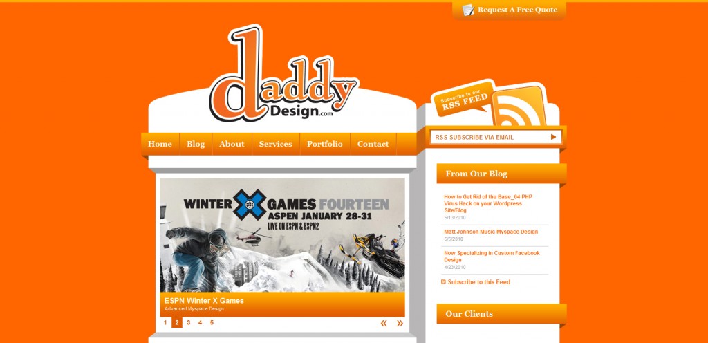 daddydesign 1024x496 51 Inspirational Orange Based Websites