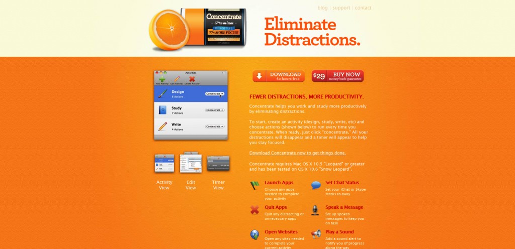 getconcentrating 1024x496 51 Inspirational Orange Based Websites