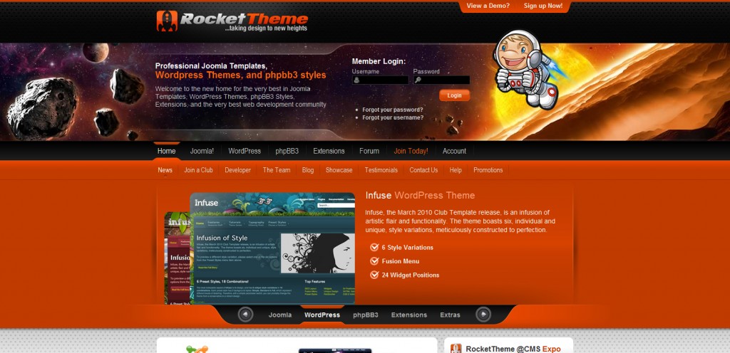 rockettheme1 1024x496 51 Inspirational Orange Based Websites