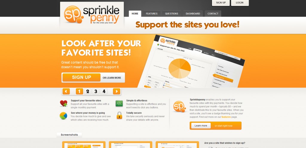 sprinklepenny 1024x496 51 Inspirational Orange Based Websites