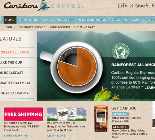Coffee Websites - Caribou Coffee