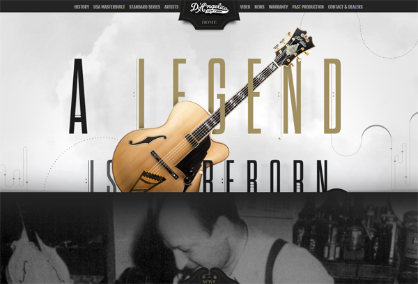 parallax D'Angelico Guitars uses parallax scrolling to support its narrative site structure.