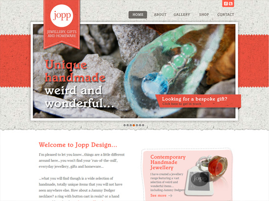 Textured website design example: Jopp