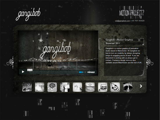 Textured website design example: Gangibob