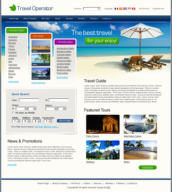 free travel css templates