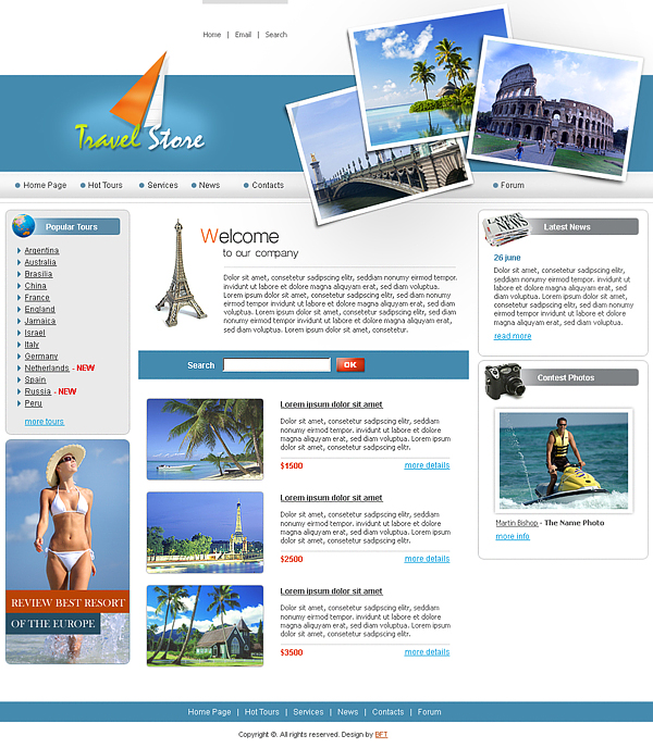 free travel css templates