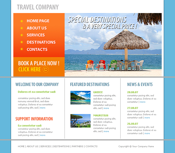 free travel html templates