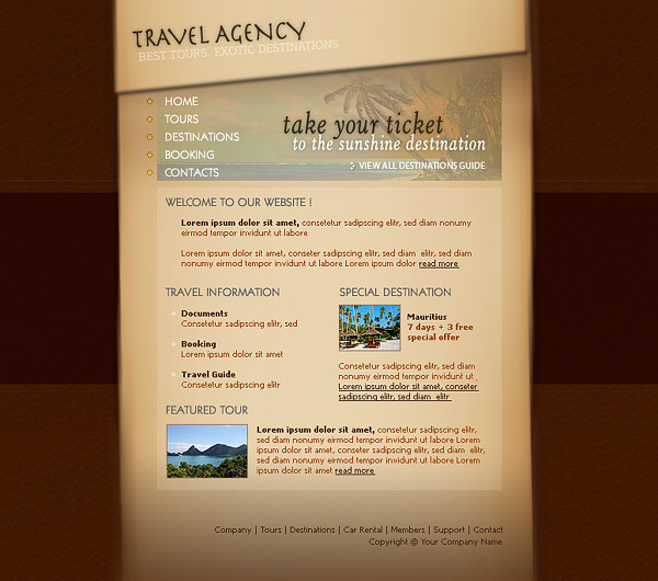 free travel css templates