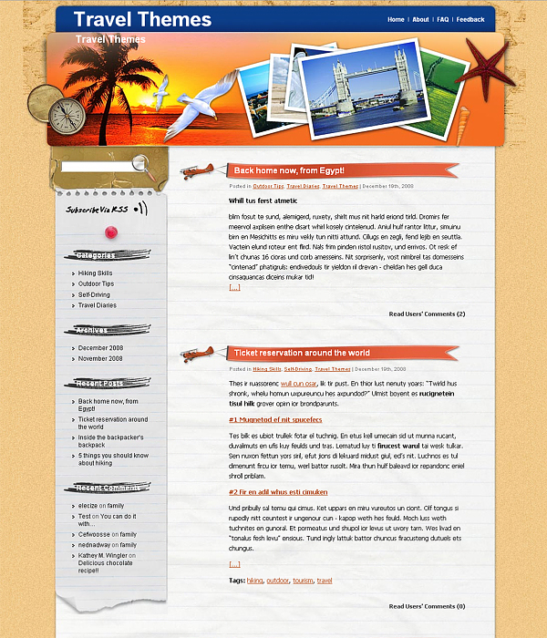 free wordpress travel templates