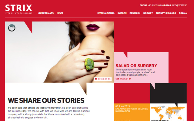 red webstie layout strix production company