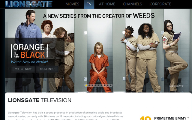 lionsgate production company website layout