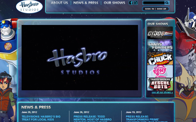 hasbro cartoon animation studios production company website