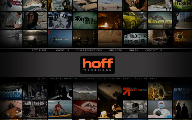 hoff productions company website layout design