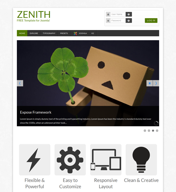 tx zenith free professional joomla template