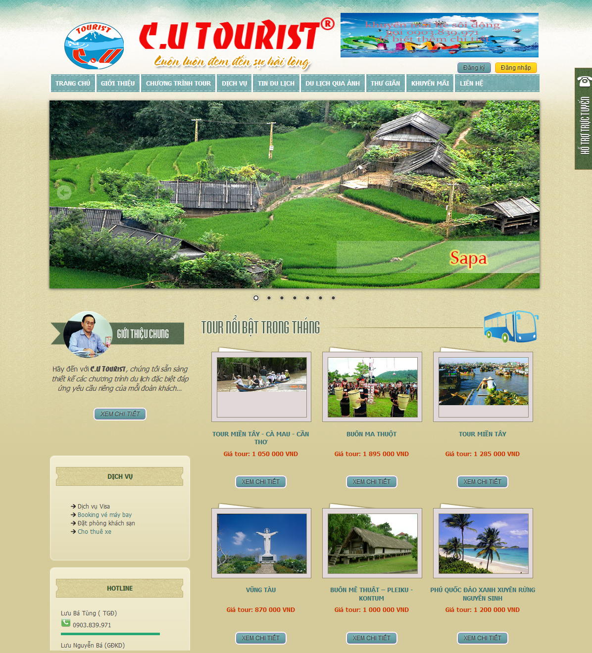 Thiết kế web du lịch - CU Tourist