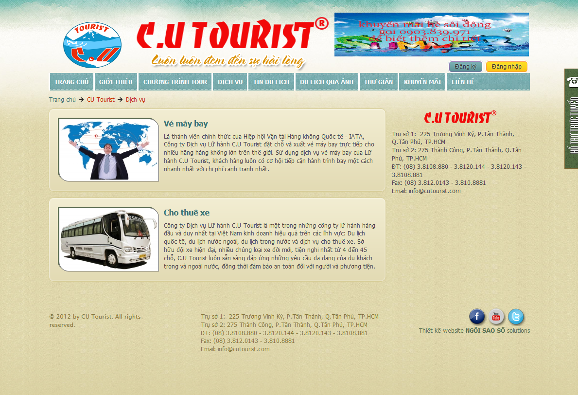 Thiết kế web du lịch - CU Tourist