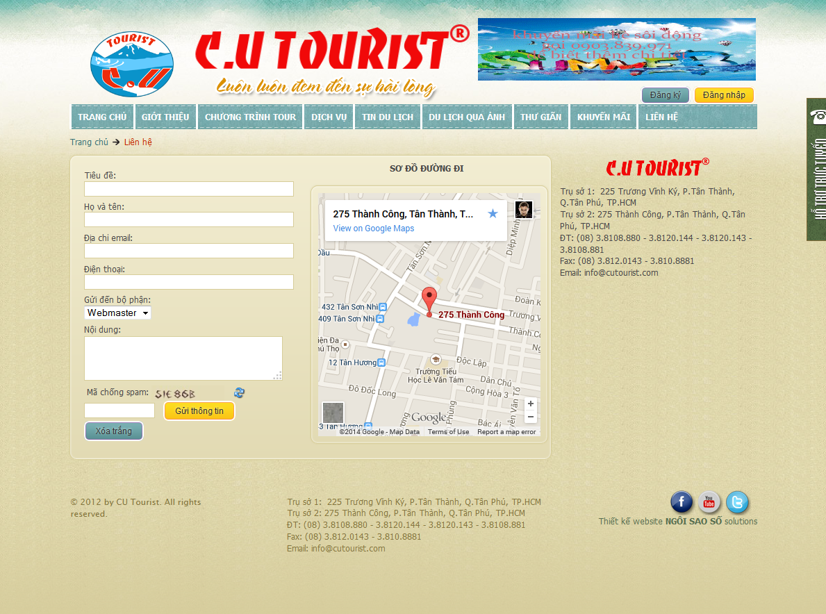 Thiết kế web du lịch - CU Tourist