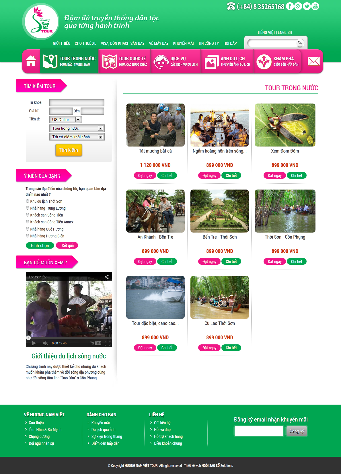 Thiết kế web du lịch - Hương Nam Việt Tour