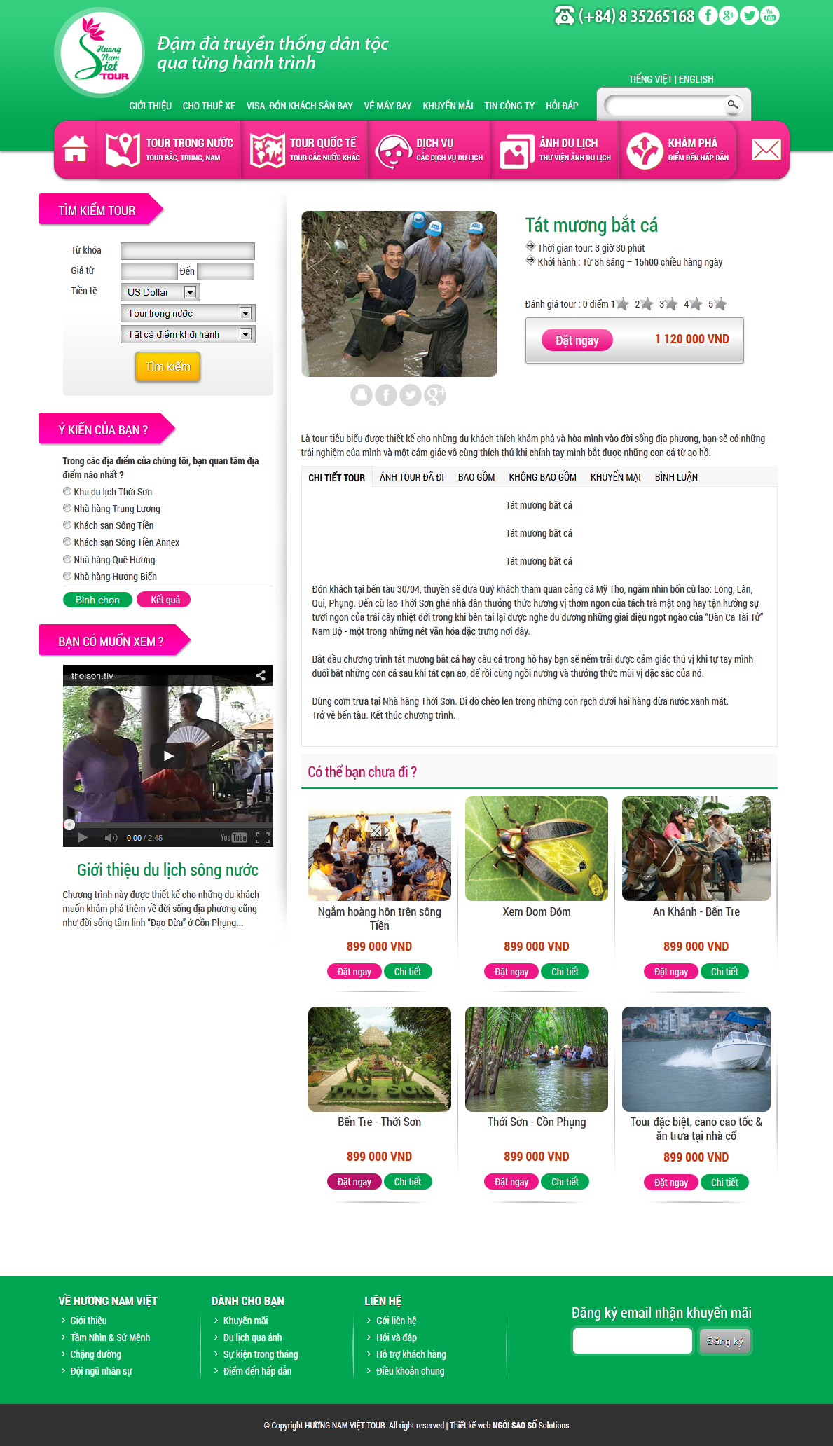 Thiết kế web du lịch - Hương Nam Việt Tour