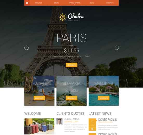 Obulca Travel Agency Responsive Website Template
