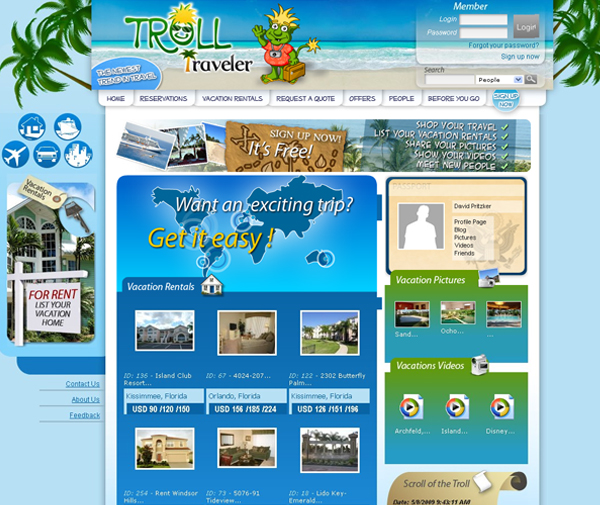 Thiết kế website du lịch sử dụng tông màu chủ đạo Xanh dương