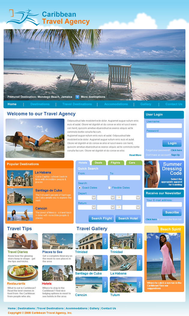 Thiết kế website du lịch sử dụng tông màu chủ đạo Xanh dương