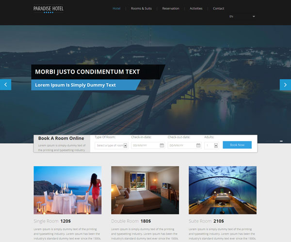 Tải về: Paradise Hotel Website Template