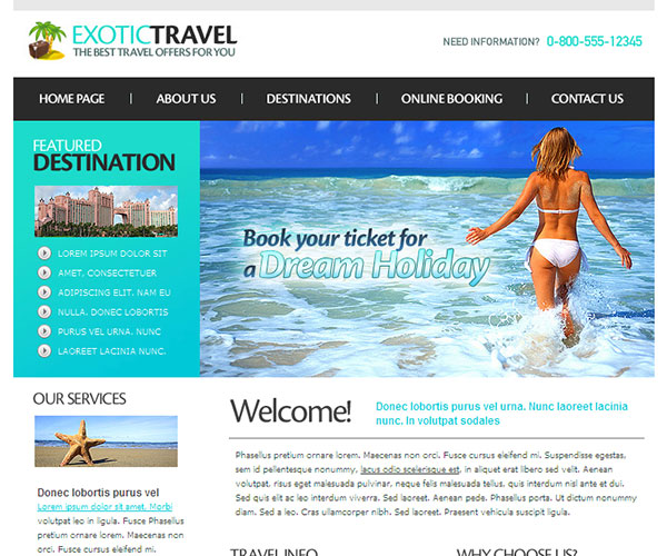 Free Exotic Travel Website Template