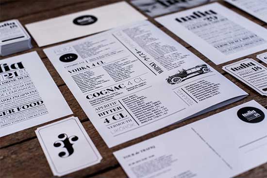 typographic restaurant table menu design