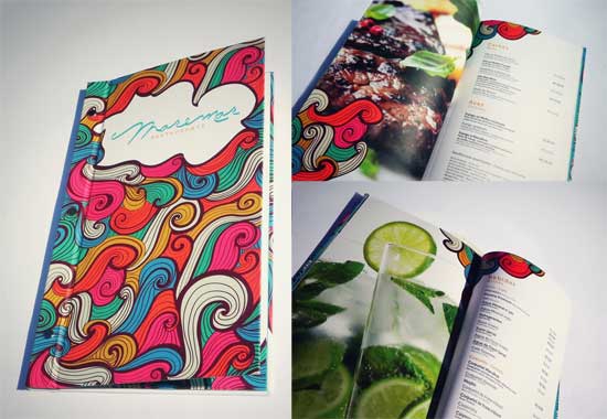 colorful illustrated restaurant table menu design
