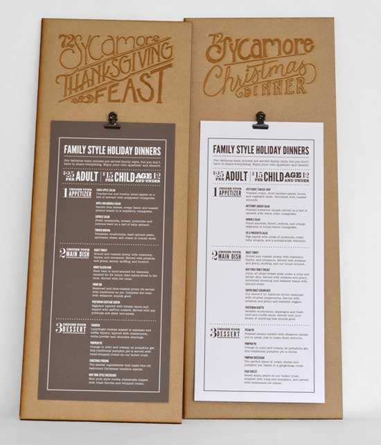 typographic retro restaurant table menu design