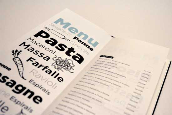 typographic restaurant table menu design