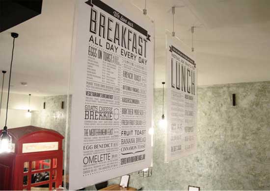 typographic retro restaurant table menu design