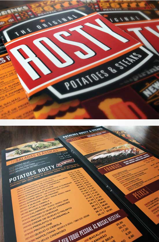 typographic retro restaurant table menu design